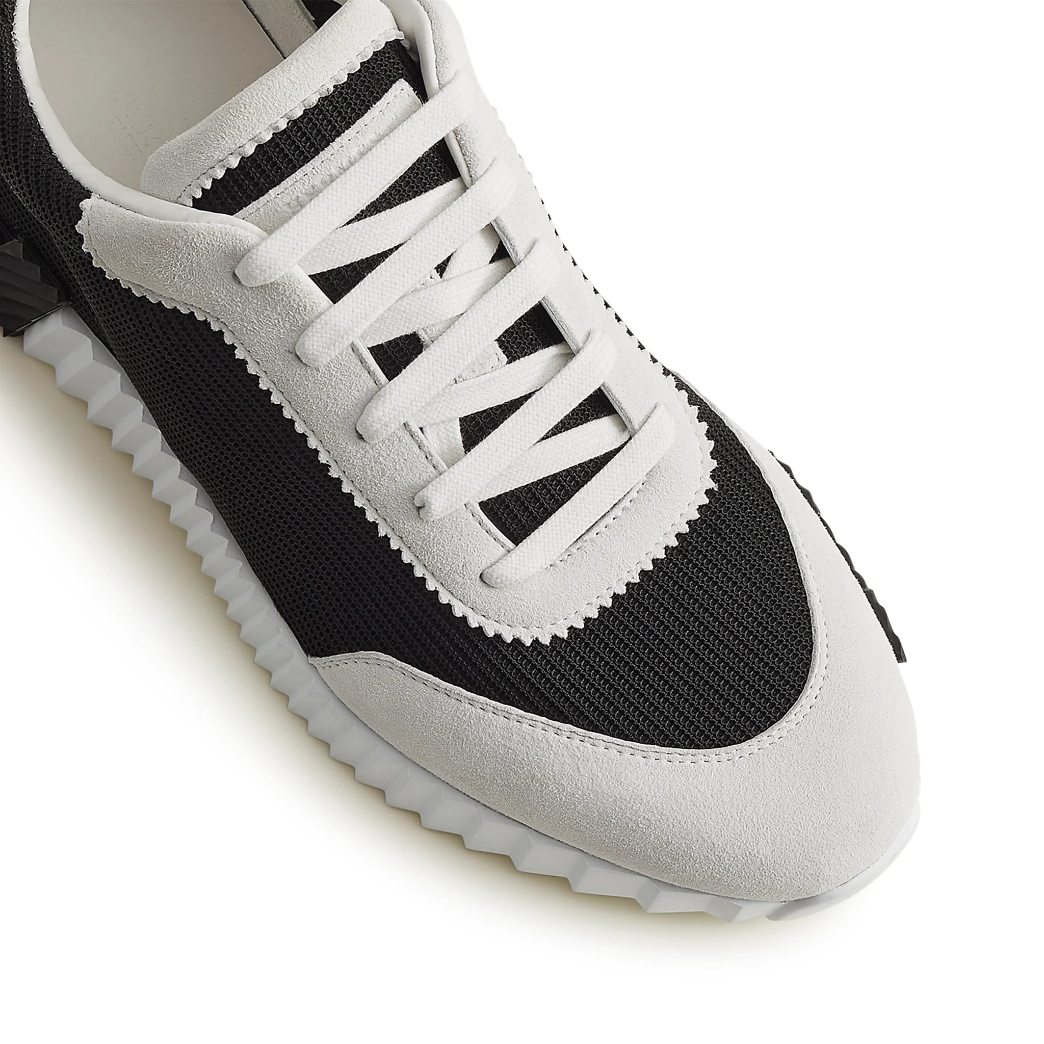 Tongue view of Hermes Paris Bouncing Sneaker White Black